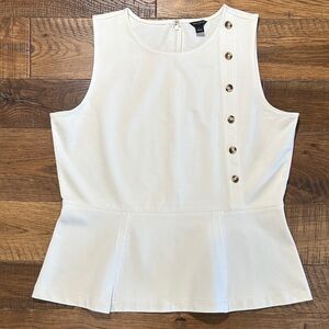 Chic White Button-Accent Sleeveless Blouse